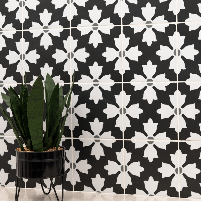Amara 8 in. x 8 in. Encaustic Look Matte Porcelain Floor and Wall Tile, Kaila