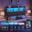 Tête de lit simple seulement avec rangement à 2 niveaux, station de recharge, grise-858319777