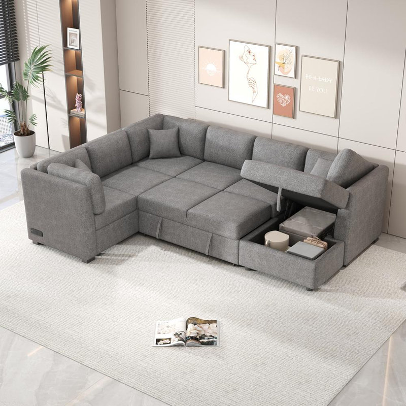 Marsia Upholstered Sectional, Gray Chenille