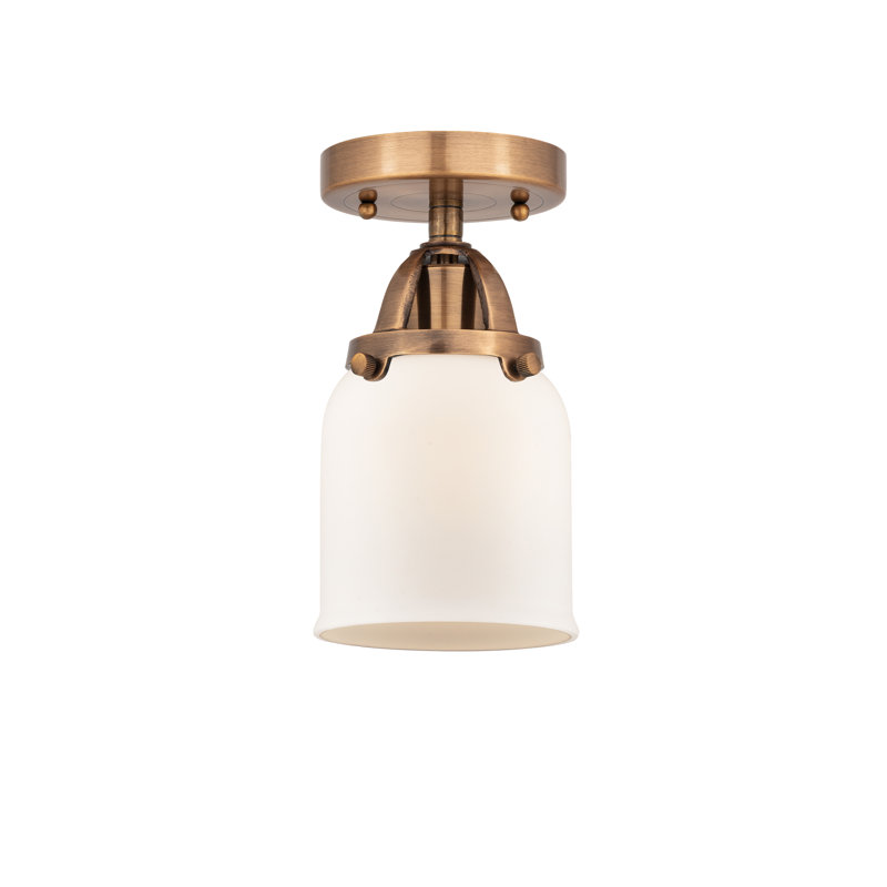 Plafonnier semi-encastré en verre à DEL, Cuivre antique, Blanc mat, H 9,25 po x l 5 po x P 5 po