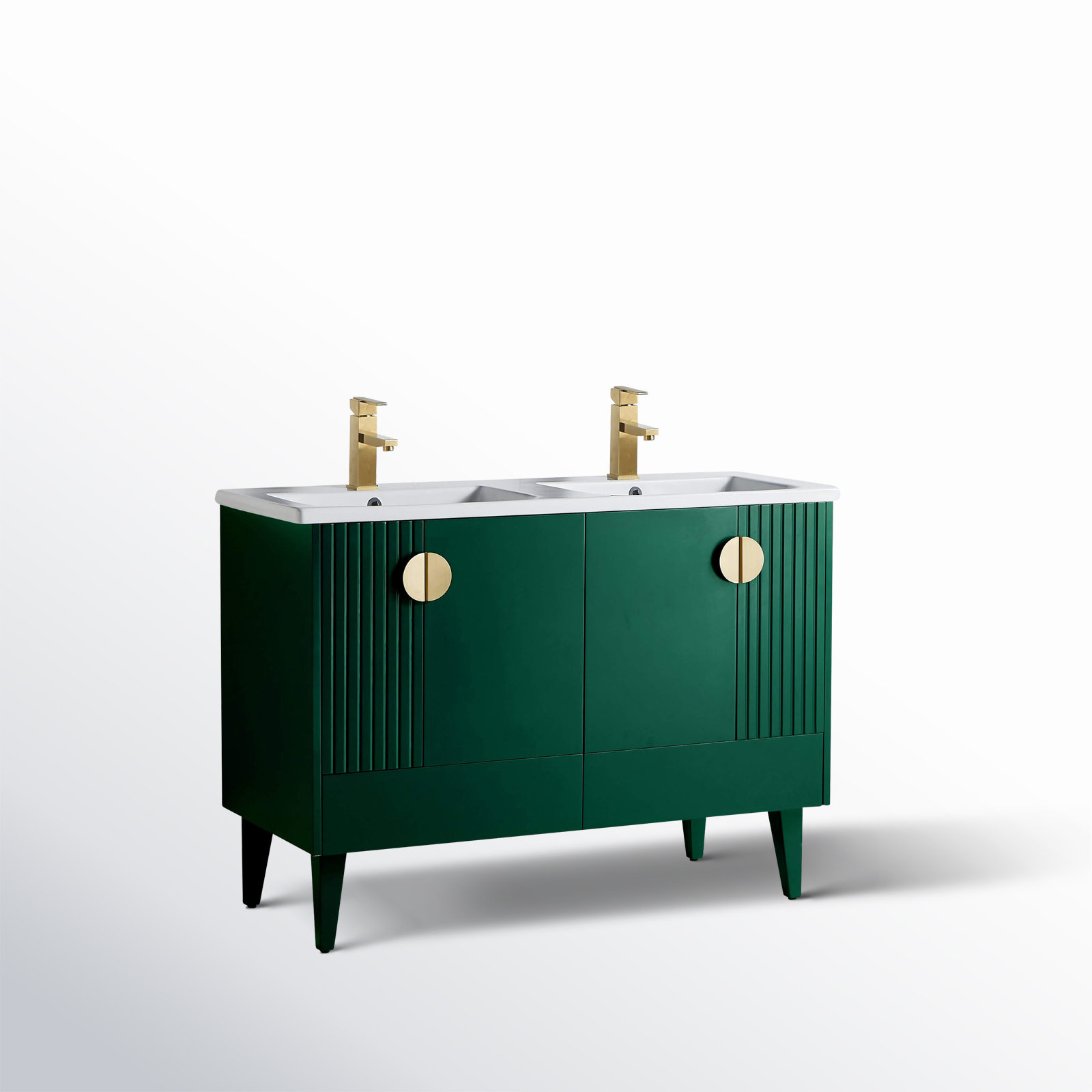 Saimah 47.25'' Double Bathroom Vanity, Satin Brass, Green