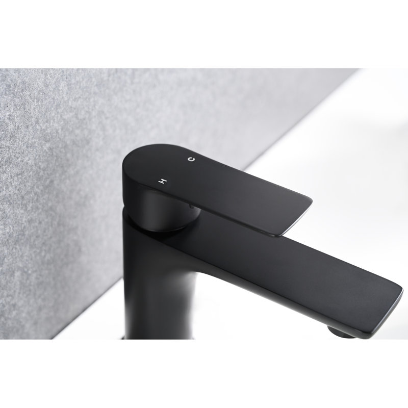 Mélangeur de lavabo de salle de bain noir mat, poignée simple, matériau en laiton robuste, trou, style moderne, soupape en céramique, robinet de lavabo réglable à eau froide et chaude, conception de poignée, laiton robuste, attrait, option