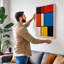 Structured Colour Geometric - Wrapped Canvas-174684892-174684889