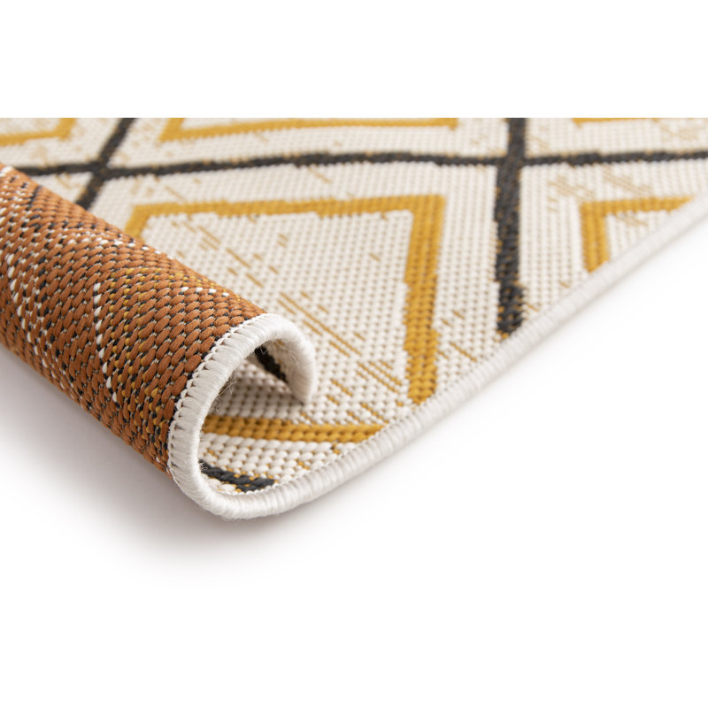 Tilly-Mae Flatweave Indoor/Outdoor Cream-Orange Rug, Rectangle 80 x 150cm