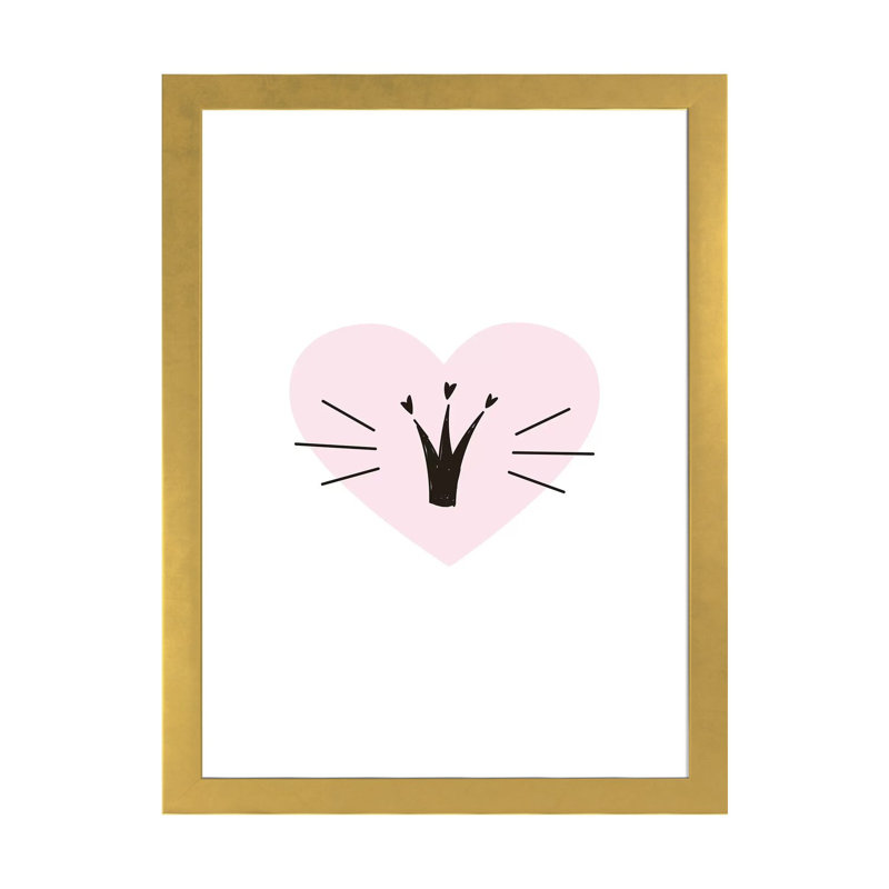 «Heart with Crown», reproduction d'impression, Papier encadré doré, H 24 po x l 16 po x P 1 po, Blanc