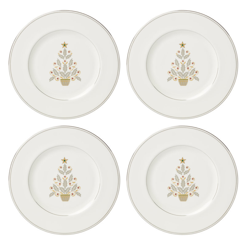 Ensemble de 4 assiettes décoratives Federal Platinum Tree, Blanc / argenté