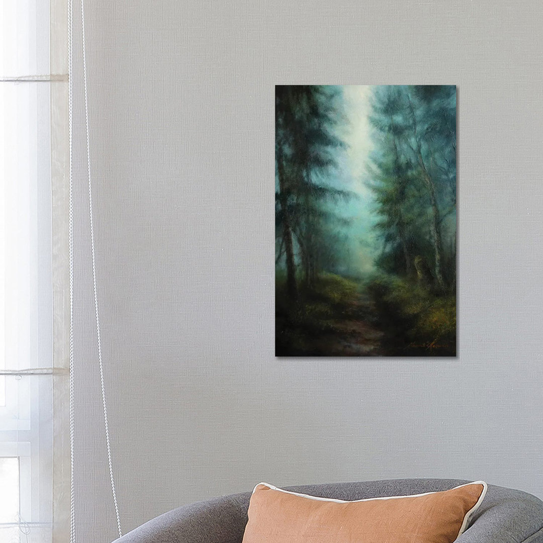 Light Mists Through Trees - Tree Shadow At Grisedale Forest von Hannah Kerwin - No Frame Gallery-Wrapped Canvas Giclée o...