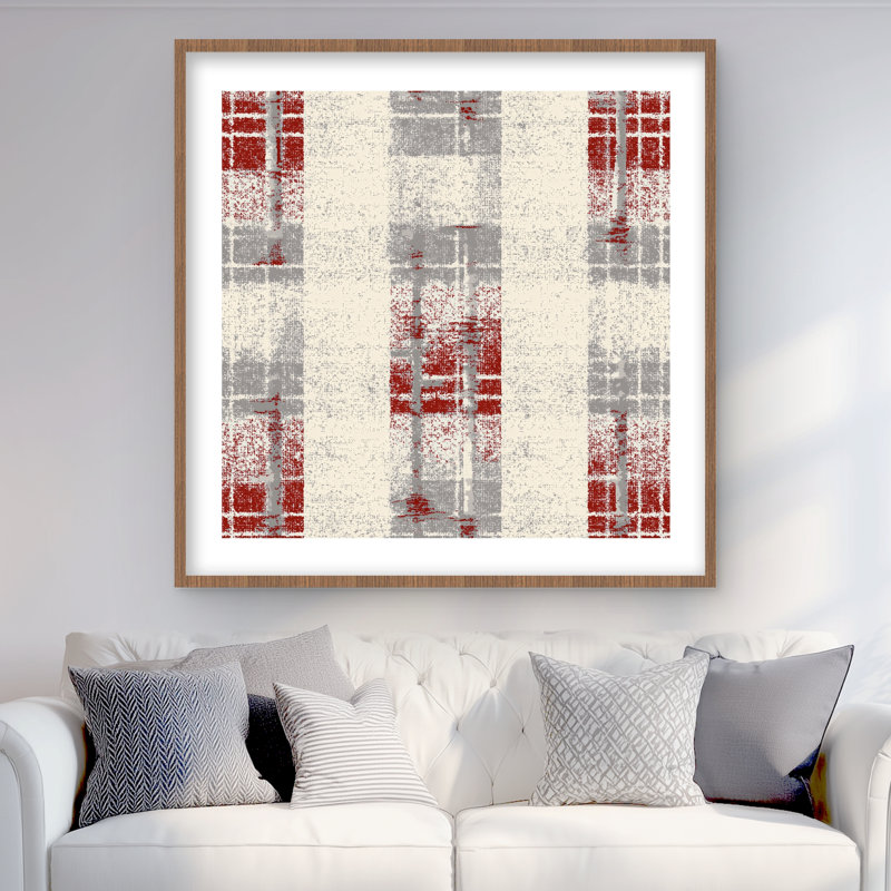 Grunge Red Pattern Beige Framed Matted Print for Home Decor