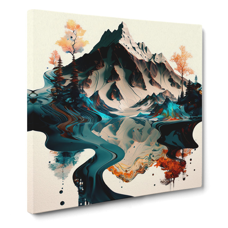 Japanese Mountains Liquify - Wrapped Canvas, 35cm H x 35cm W x 3cm D