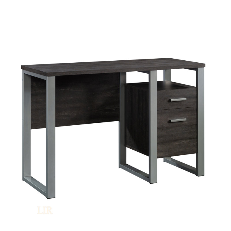 Bureau compact à caisson simple brun foncé avec rangement, idéal pour les bureaux à domicile et les zones d'étude, durable et élégant.