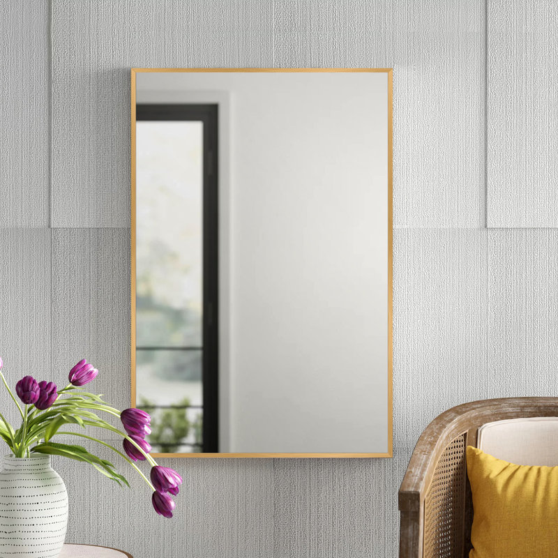 Talma Wood Flat Mirror, 38" H x 26" W, Gold
