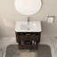 Meuble-lavabo flottant mural de 30 po avec lavabo en céramique blanc, deux tiroirs, finition noyer foncé, contreplaqué, espace, installation rapide et facile pour les salles de bain intégrées