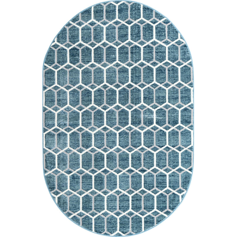 Eshin Geometric Indoor Rug, Oval 5'3" x 8'