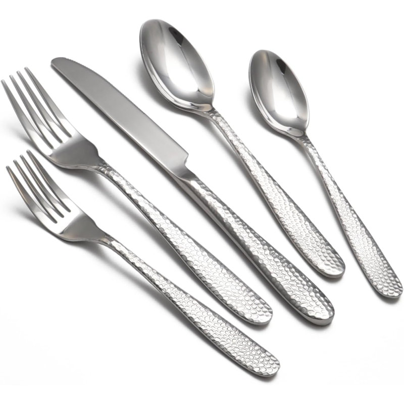 Ensemble de couverts 40 pièces pour 8 personnes, ensemble d'argenterie en acier inoxydable avec miroir poli, coutellerie robuste et lavable au lave-vaisselle pour la maison et le restaurant