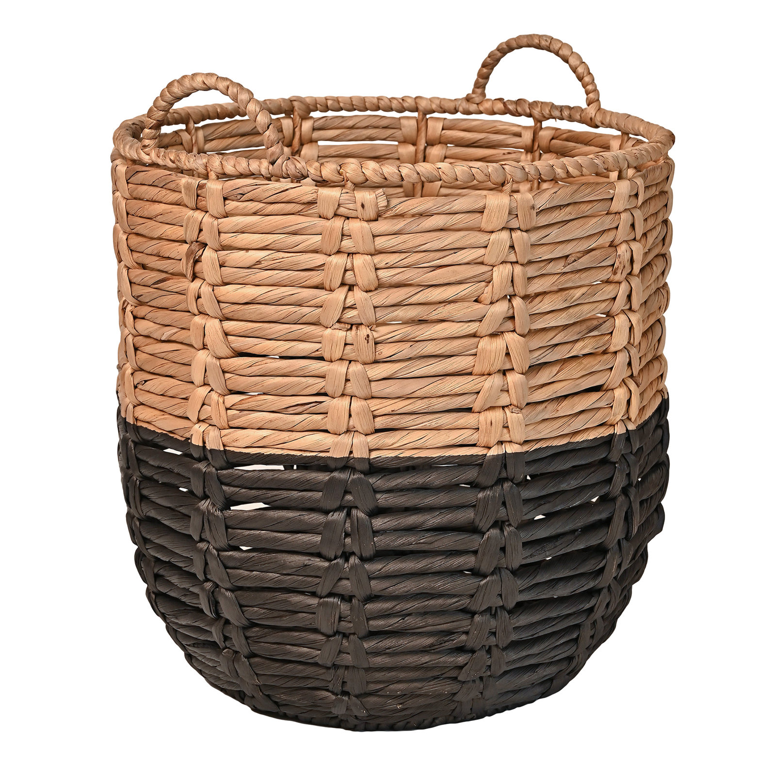 Kei Handmade Wicker Basket With Handles 1, Natural/Black
