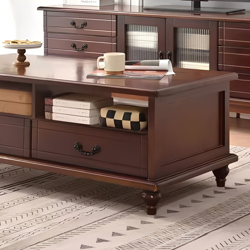Table basse simple et moderne de luxe, 17.71" H x 55.11" L x 27.55" W, Brun noyer