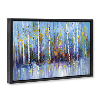 "Vivid Birch Trees Reflection Floater", art mural par Leon Devenice