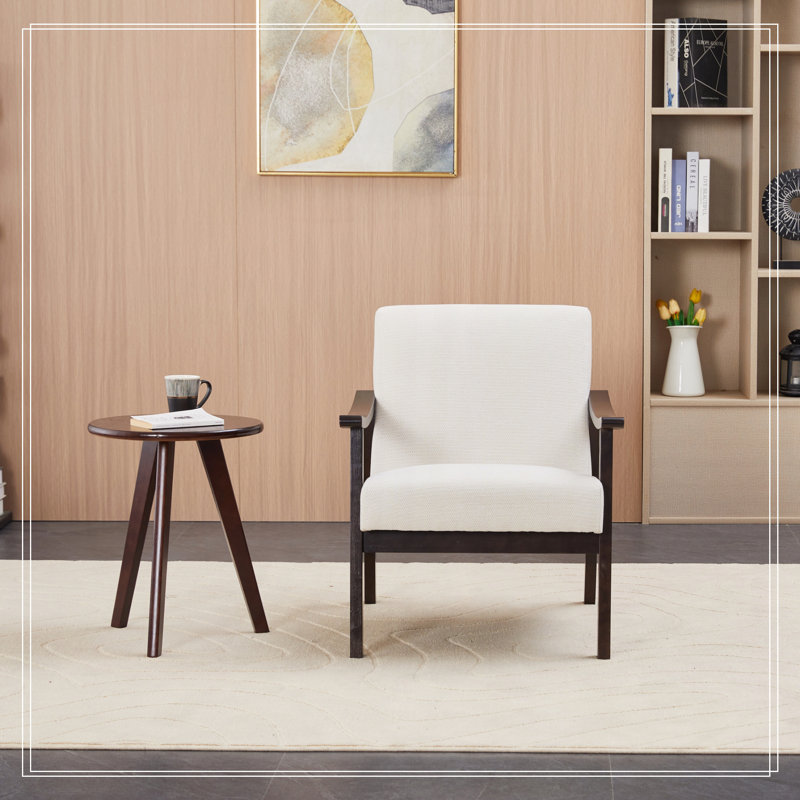 Chaise avec accoudoirs et dossier haut, Blanc ancien