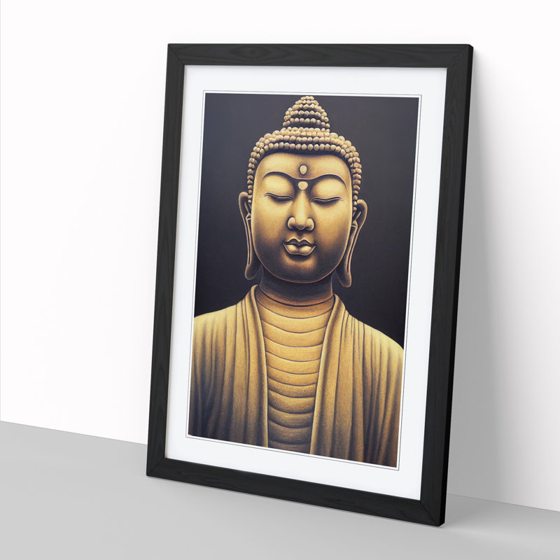 Buddha Chalk - Single Picture Frame Print, 64cm H x 46cm W, Black Framed