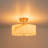 3-Light Alabaster Drum Semi Flush Mount