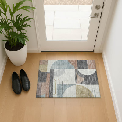 Premium Machine Washable Mehara AMF1694 Geometric Rug