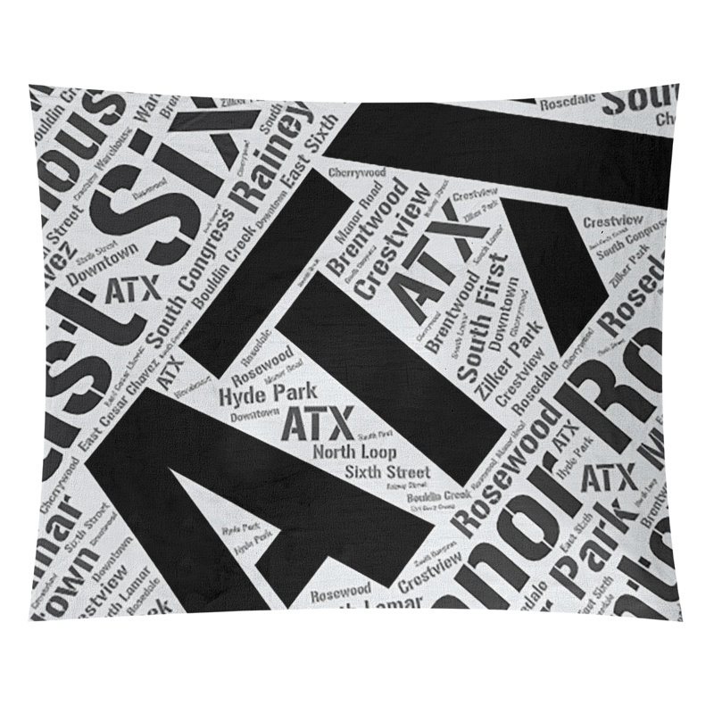 Tapisserie de polyester districts, art word, H 88 po x l 104 po, Noir, Austin