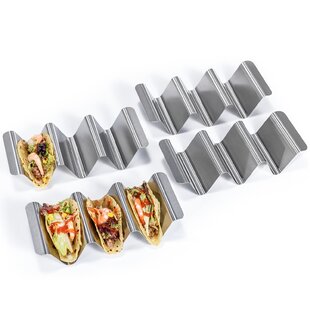 Stainless Steel Taco Holder Taco Stand - Metal Taco Tray Holders for Serving Tacos, Taco Plates, Taco Shell Mold - Wider, Grill, Oven & Dishwasher