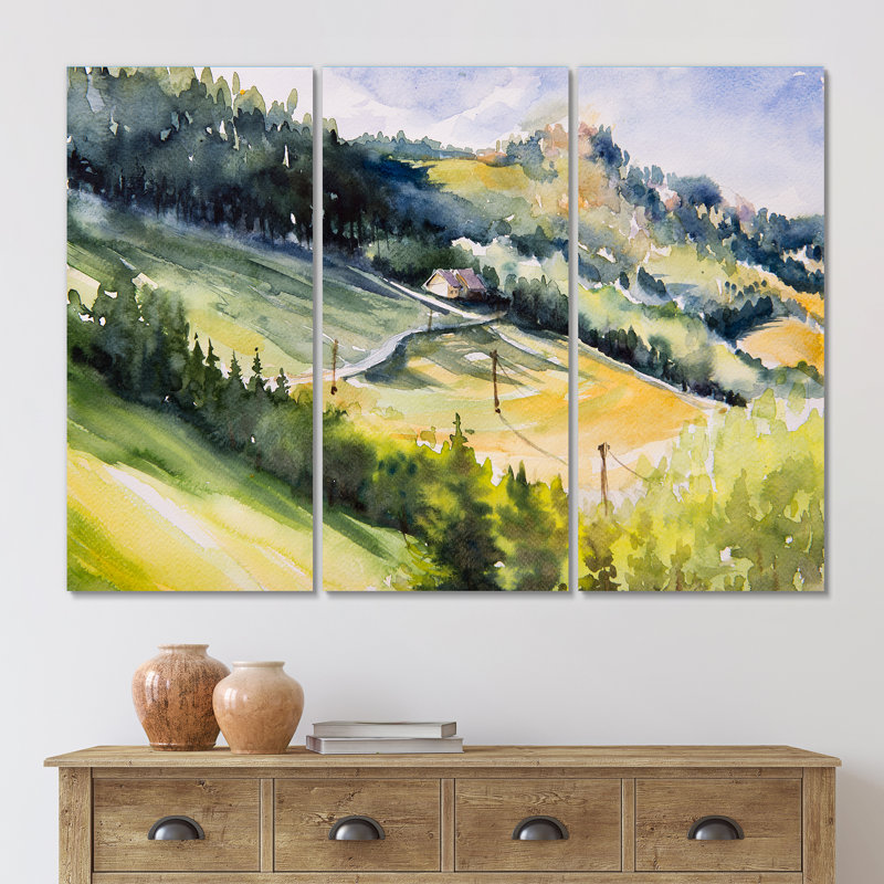 «Cottage House On A Hill», reproduction d'art sur toile, H 28 po x l 36 po x P 1 po