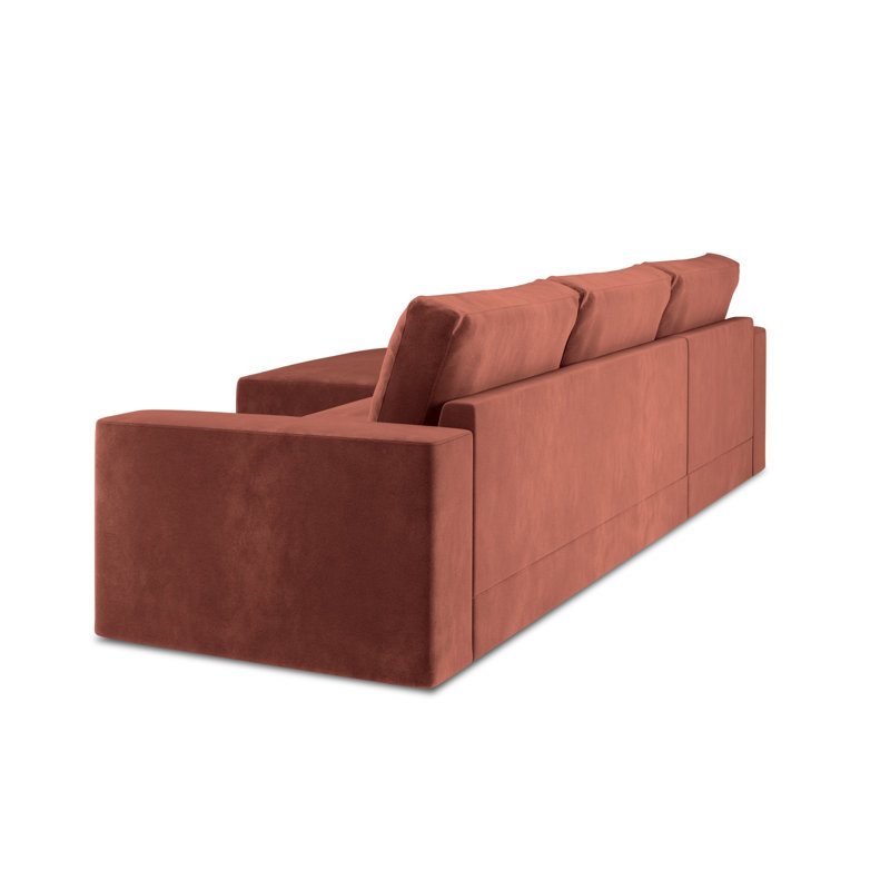 Donatella 6 Seater Sofa Bed, Left Hand Facing, Pink Velvet