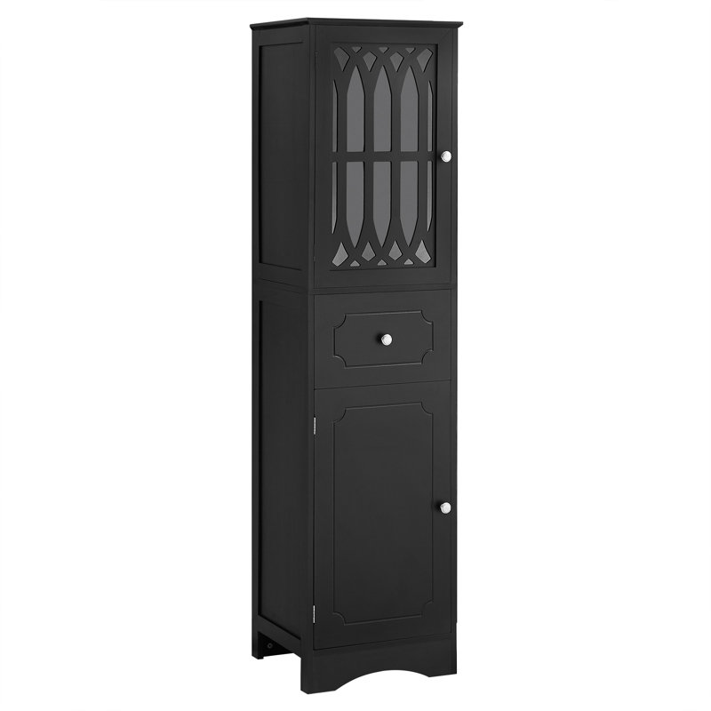 Armoire de rangement de 63,8 po de hauteur avec tiroir et portes, Noir