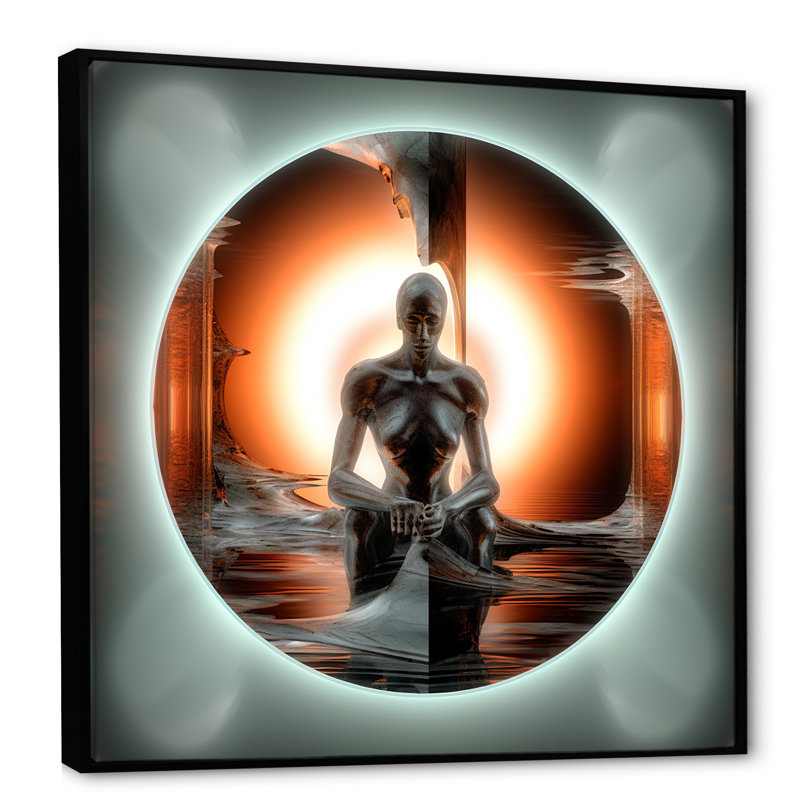 A.I. Sci-Fi Dreams Of Singularity I, H 36 po x l 36 po x P 1,5 po, Cadre flottant noir