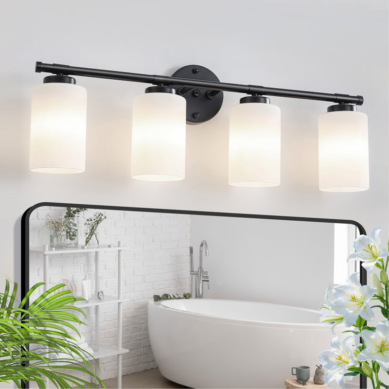 Borasisi Dimmable Vanity Light, 4 Lights, Black