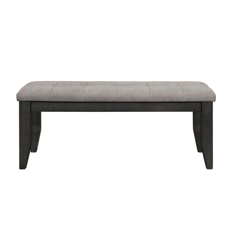 Banc en tissu d'hévéa massif gris foncé pour salle à manger, siège rembourré, largeur de 14,56 po, bois d'hévéa décontracté, gris, utilisation quotidienne à la maison