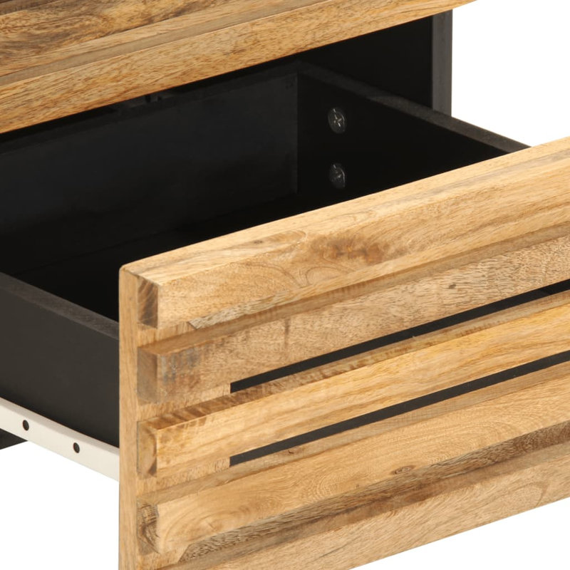 40cm W Steel Bedside Table, Natural