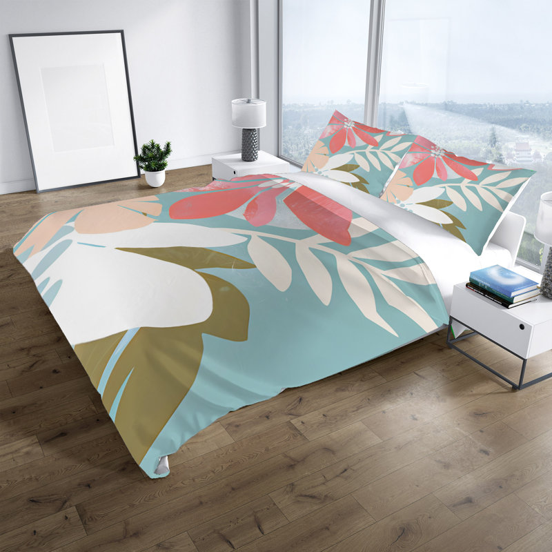 Polyester Floral Duvet Cover, King Duvet Cover + 2 King Shams