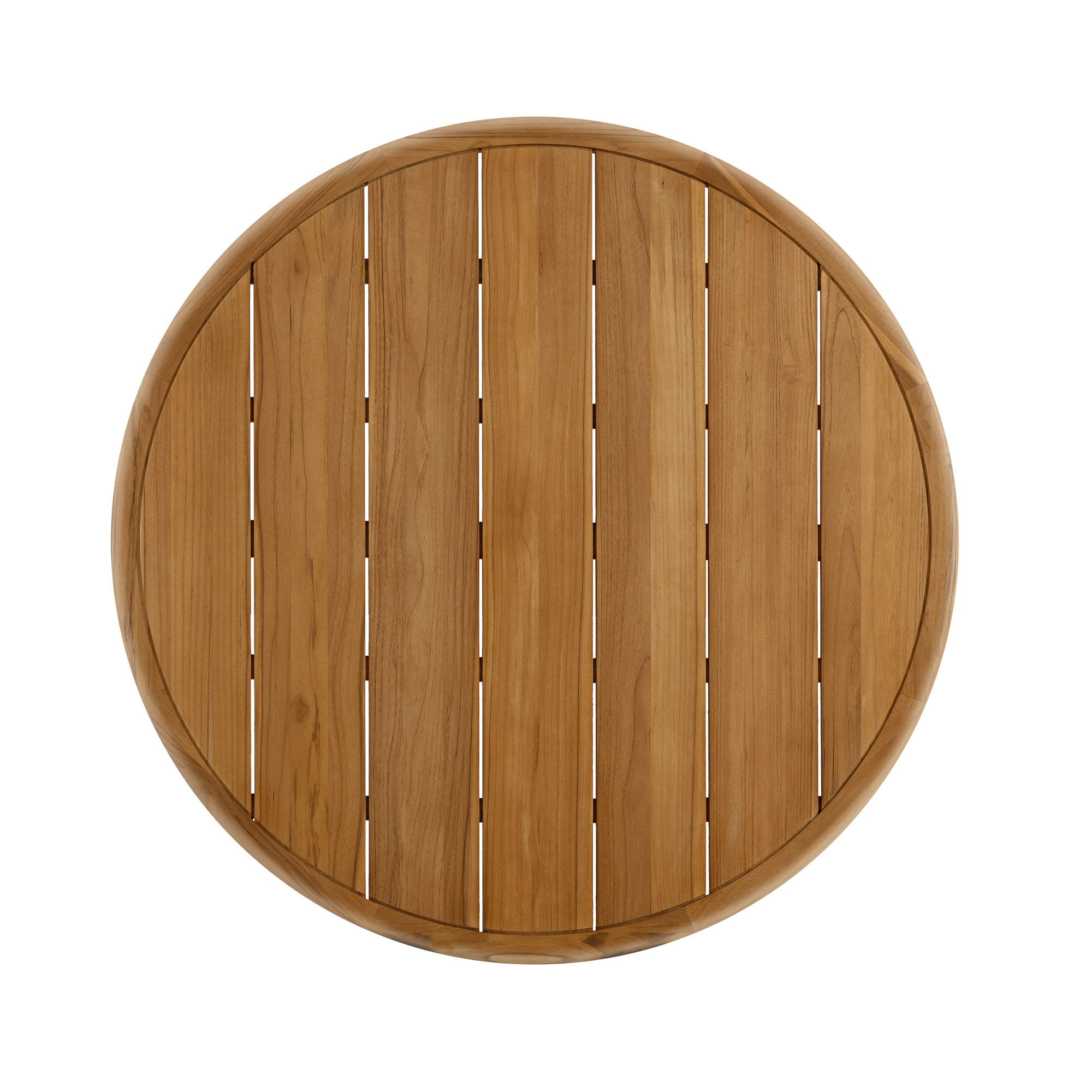 Everlee Outdoor 5pc Round Dining Set, Sunbrella Canvas Granite & Natural FSC Teak, White