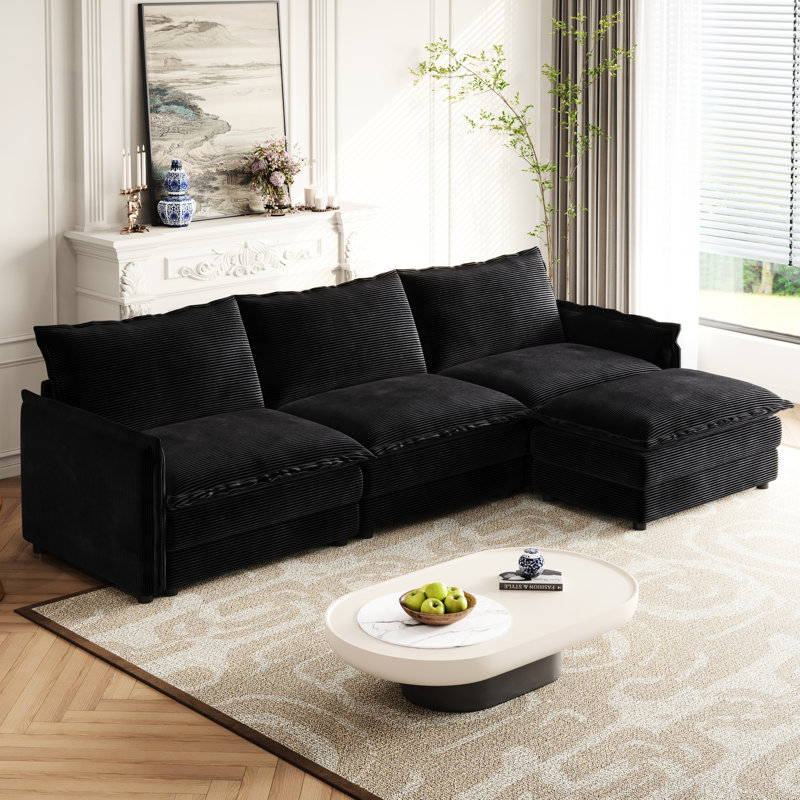 Coussin surdimensionné en velours côtelé à assise profonde pour tissu détendu avec 3 coussins