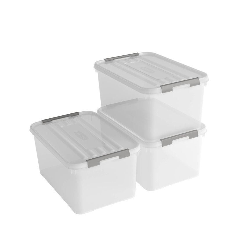 Set Of 3 Handy+ Box Transparent, 50 L