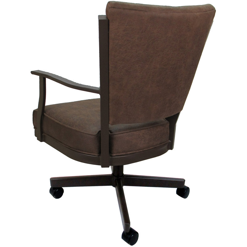 Danyael Metal Dining Caster Chair with Arms, Brown, Northwest Whiskey