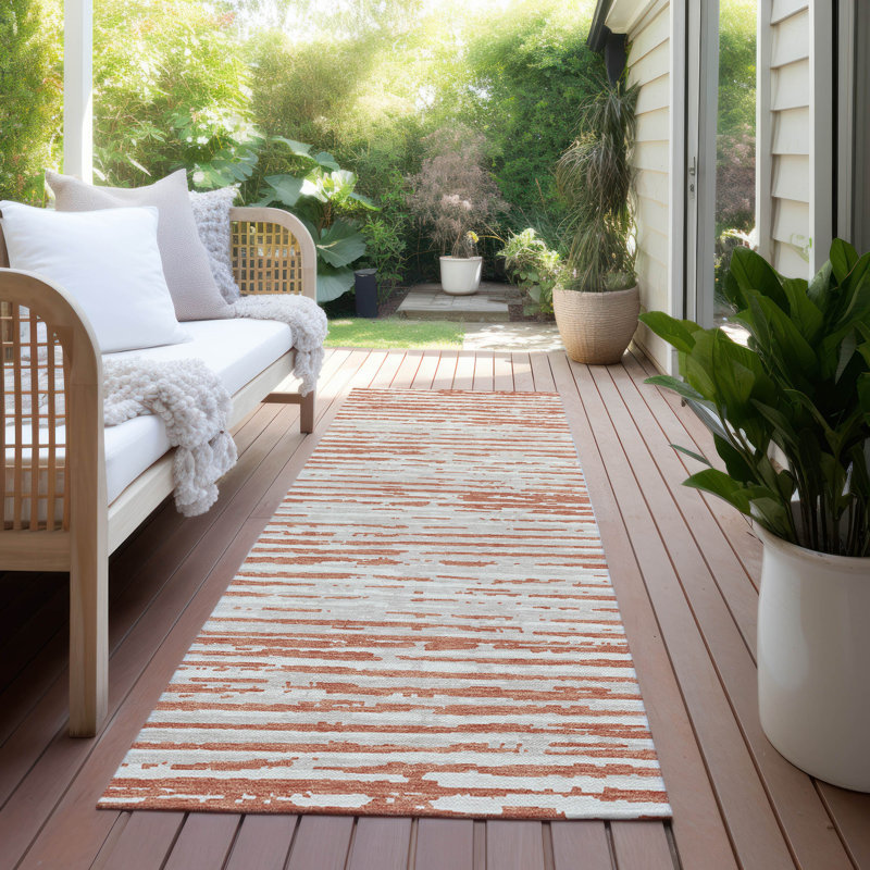 Malek Indoor/Outdoor Area Rug with Non-Slip Backing, Runner 2'3" x 7'6"