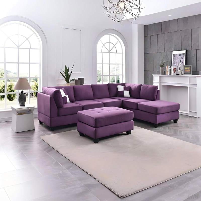 Canapé modulaire pour salon modulaire (sans repose-pieds) (modulaire), Microfibre mauve
