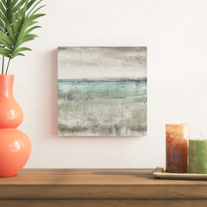 «Aqua Horizon II», peinture sur toile, H 12 po x l 12 po, Toile tendue