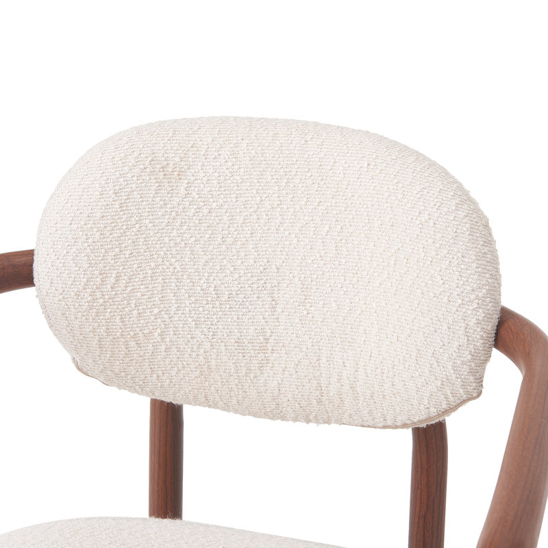 Chaises de salle à manger rembourrées en métal Trammell, Coussin crème / structure en noyer, 6