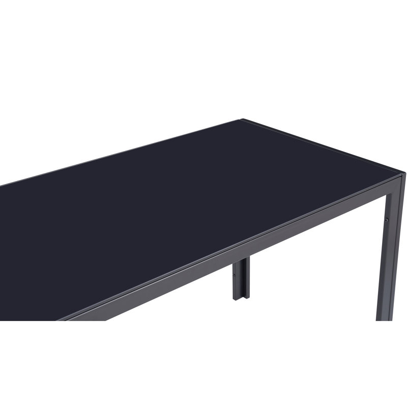Table de salle à manger en verre trempé noir pour famille, capacité 4, 29,5 po x 47,5 po x 27,7 po, poids de 170 lb avec support de bureau et métal, noir, charge maximale