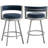 Ayala Rowan 26.6" Modern Swivel Leather Counter Stool withCurved Back and Metal Frame-690137990