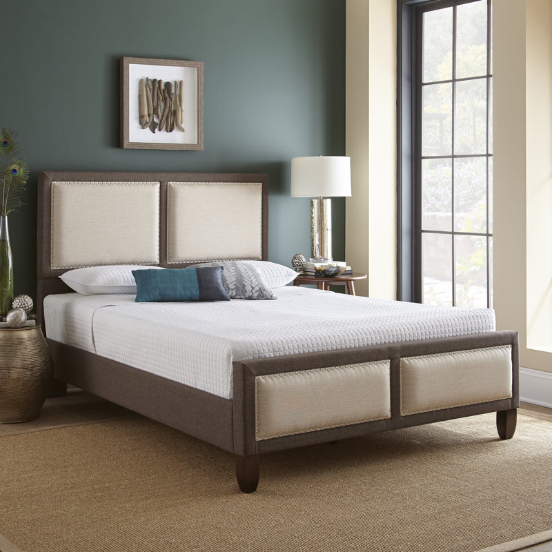 Upholstered Platform Bed, Tan