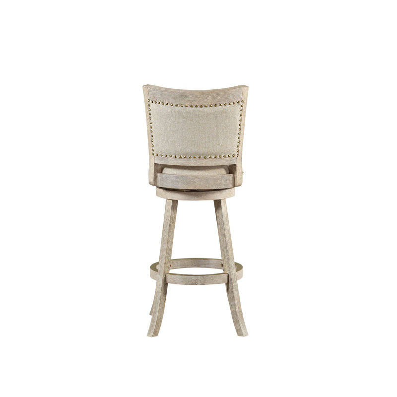 Falken Swivel Upholstered Counter Stool with Solid Wood Frame, Ivory Wire-Brush, Bar Stool (30.25" Seat Height), Ivory