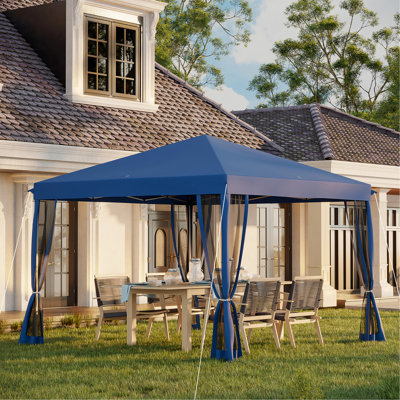 10' X Pop Up Canopy Tent With Netting. Instant Gazebo For Outdoor Hiking. Blue, Height Adjustable, Room 10 Shelter Wildlife Trips. Fits People