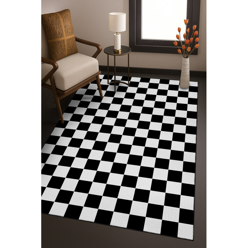 Tapis bleu tissé lavable rétro Mosso, 3'11" x 5'11"
