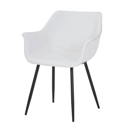 Haglund Leather Dining Chair with Powder-Coated Iron Legs Accent Side Chair Foam Padded Seat Versatile Kitchen Chair for Modern Home and Kitchen